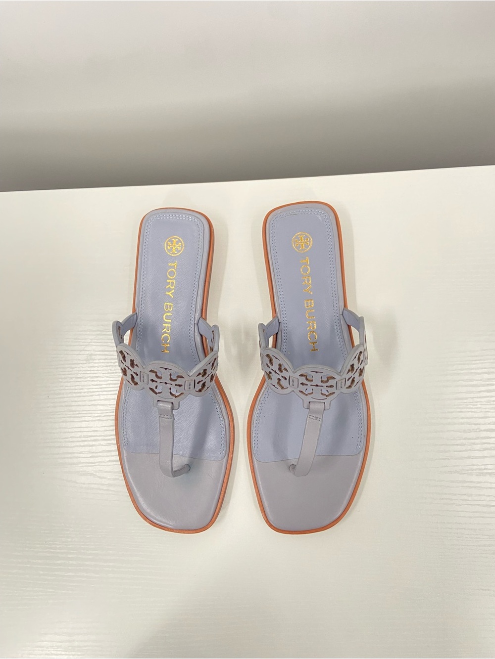 Tory Burch TINY MILLER THONG SANDAL LEATHER Cloud Blue size 9 - Picture 5 of 13